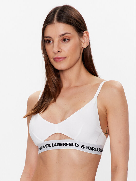 KARL LAGERFELD Сутиен бралет Peephole Logo 211W2101 Бял за Жени цена