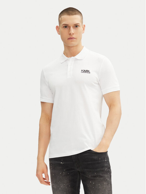 KARL LAGERFELD Тениска с яка и копчета 745088 552235 Бял Regular Fit за Мъже цена