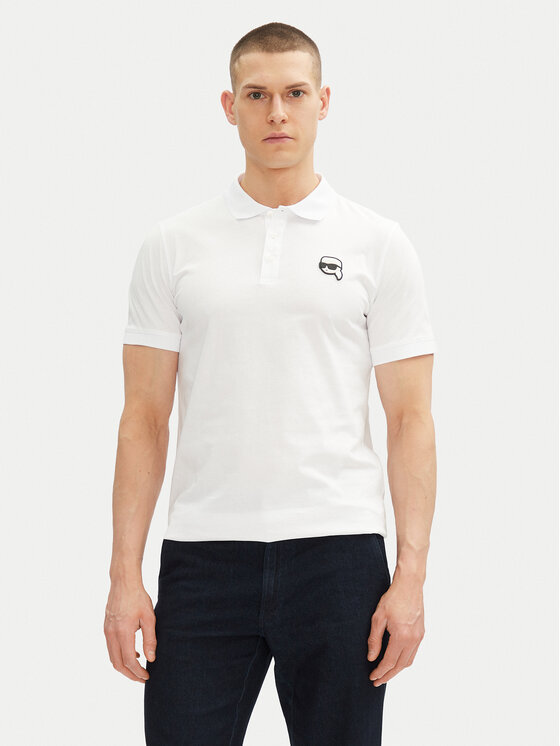 KARL LAGERFELD Тениска с яка и копчета 745710 500224 Бял Regular Fit за Мъже цена