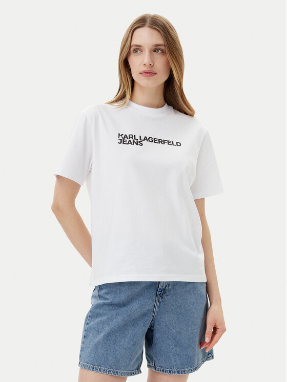 KARL LAGERFELD Тишърт A1W17005 Бял Relaxed Fit за Жени цена