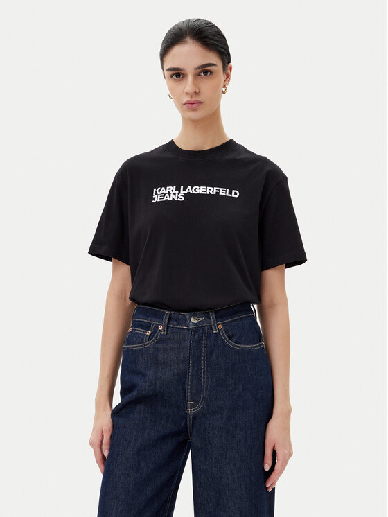 KARL LAGERFELD Тишърт A1W17005 Черен Relaxed Fit за Жени цена