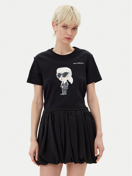 KARL LAGERFELD Тишърт A1W17130 Черен Regular Fit за Жени цена