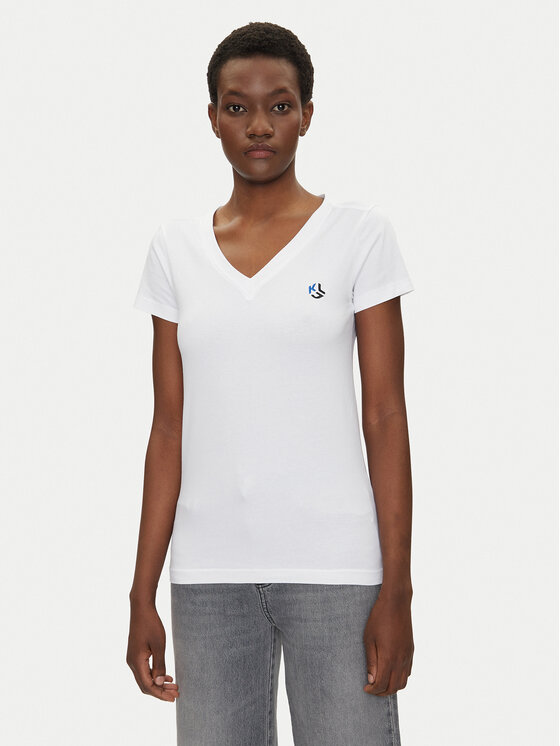 KARL LAGERFELD Тишърт A2W17097 Бял Regular Fit за Жени цена