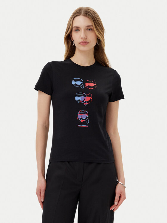 KARL LAGERFELD Тишърт A2W17104 Черен Relaxed Fit за Жени цена
