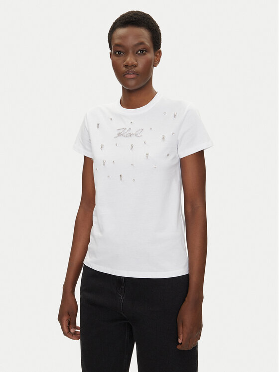 KARL LAGERFELD Тишърт A2W17120 Бял Regular Fit за Жени цена