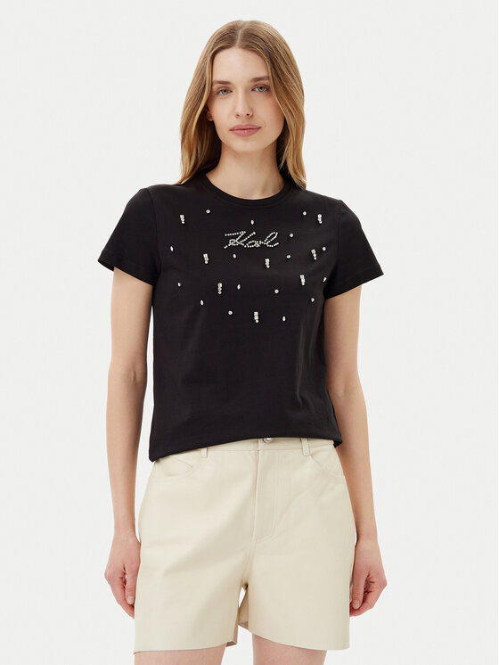 KARL LAGERFELD Тишърт A2W17120 Черен Regular Fit за Жени цена
