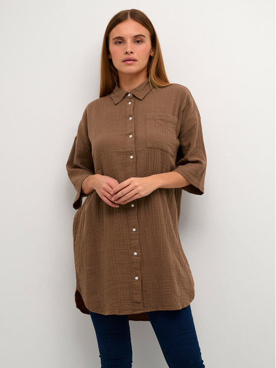 Kaffe Туника Silona 10507701 Кафяв Regular Fit за Жени цена