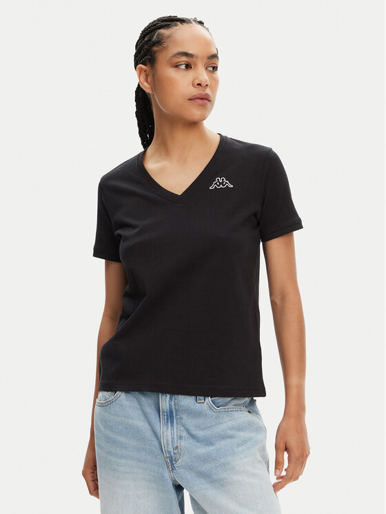 Kappa Тишърт Logo Cabou 303H0P0 Черен Regular Fit за Жени цена