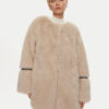 Karen by Simonsen Кожено палто Pearly 10104998 Бежов Oversize за Жени цена