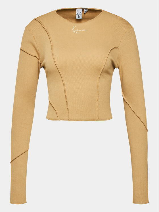 Karl Kani Блуза Small Signature Rib 6162373 Бежов Slim Fit за Жени цена