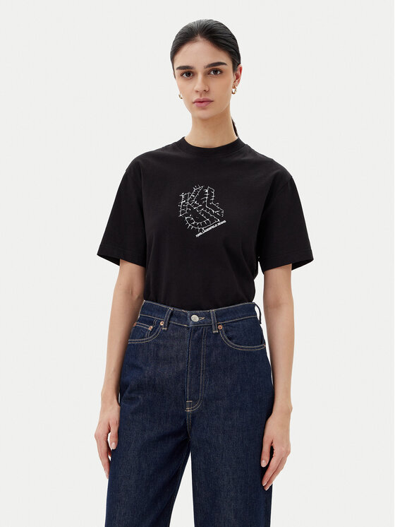 Karl Lagerfeld Jeans Тишърт A2W17077 Черен Regular Fit за Жени цена