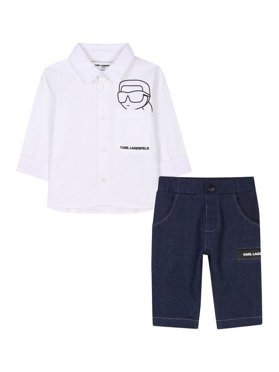 Karl Lagerfeld Kids Комплект риза и платнени панталони Z30505 M Тъмносин Regular Fit за Момчета цена
