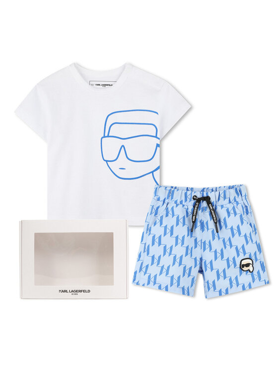 Karl Lagerfeld Kids Комплект тишърт и панталонки Z30498 S Син Regular Fit за Момчета цена