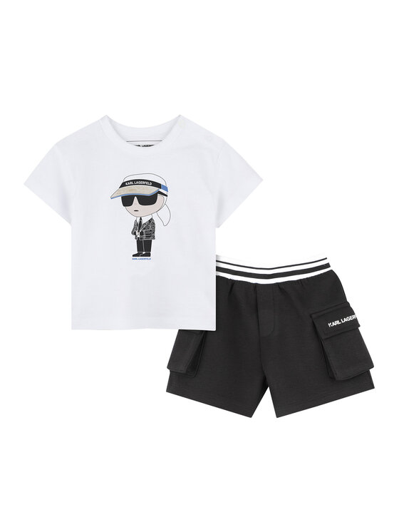 Karl Lagerfeld Kids Комплект тишърт и панталонки Z30502 M Черен Regular Fit за Момчета цена