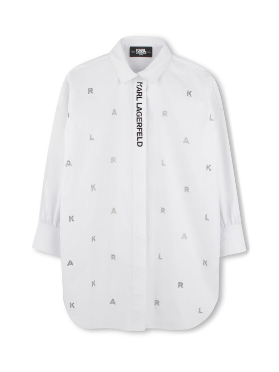 Karl Lagerfeld Kids Рокля тип риза Z30463 S Бял Relaxed Fit за Момичета цена