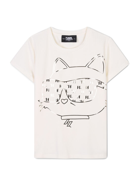 Karl Lagerfeld Kids Тишърт Z30447 S Екрю Regular Fit за Момичета цена