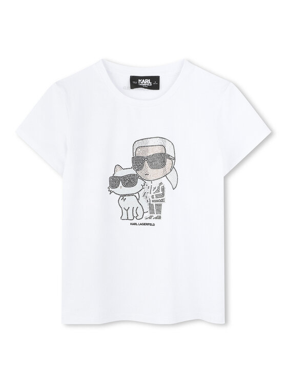 Karl Lagerfeld Kids Тишърт Z30489 S Бял Regular Fit за Момичета цена