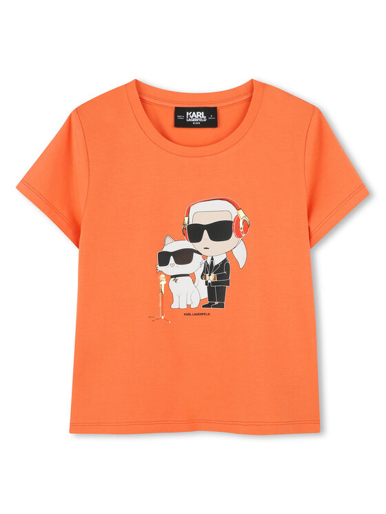Karl Lagerfeld Kids Тишърт Z30492 D Оранжев Regular Fit за Момичета цена