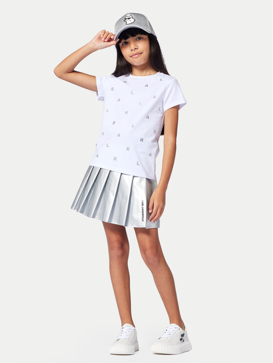 Karl Lagerfeld Kids Тишърт Z30571 S Бял Regular Fit за Момичета цена