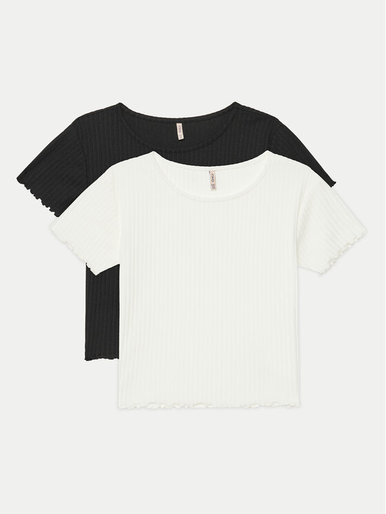 Kids ONLY Комплект 2 тишъртки Nella 15350065 Черен Slim Fit за Момичета цена