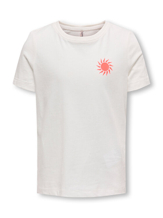 Kids ONLY Тишърт Happy Life 15340140 Бял Regular Fit за Момичета цена
