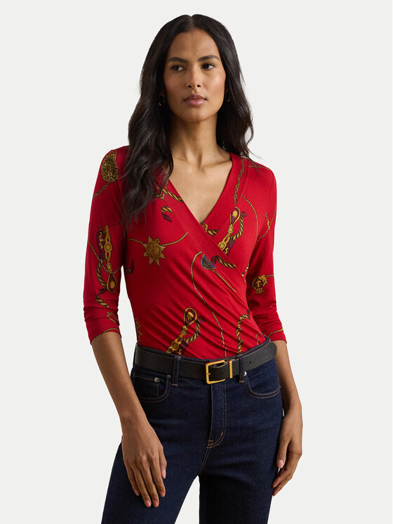 LAUREN RALPH LAUREN Блуза 200957611001 Червен Slim Fit за Жени цена