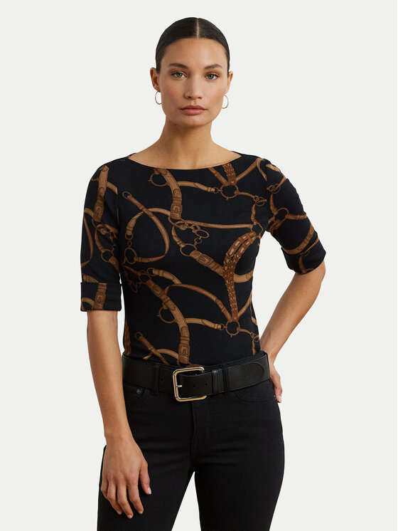 LAUREN RALPH LAUREN Блуза 200971107001 Черен Slim Fit за Жени цена