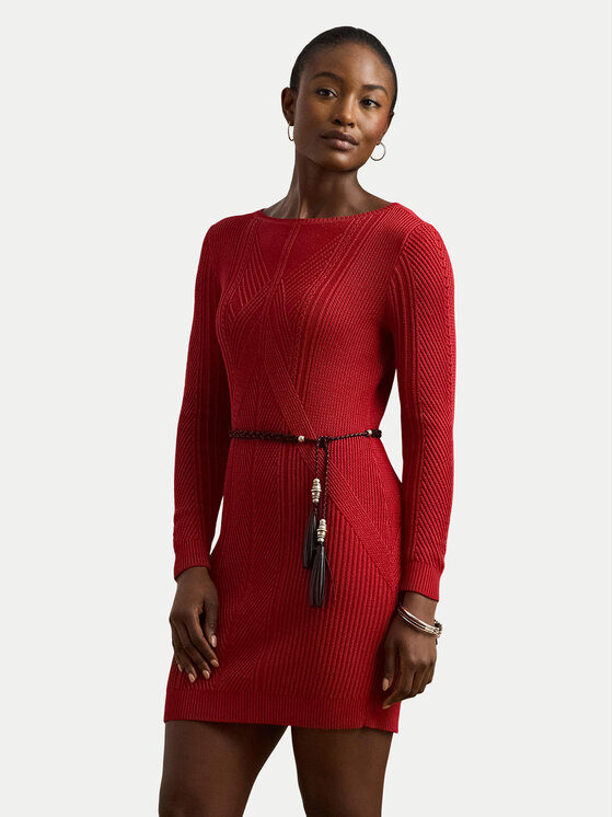 LAUREN RALPH LAUREN Плетена рокля 200971346001 Червен Slim Fit за Жени цена