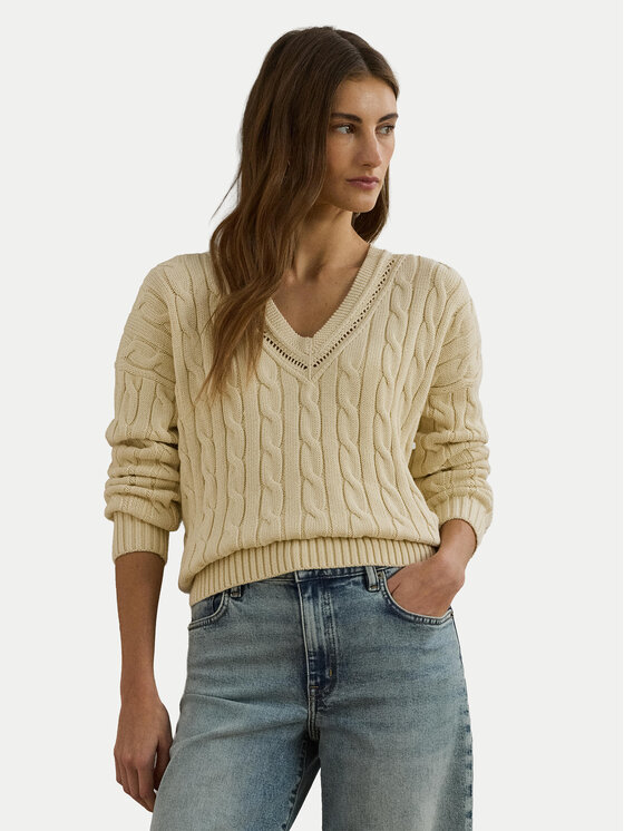 LAUREN RALPH LAUREN Пуловер 200971374002 Бежов Relaxed Fit за Жени цена