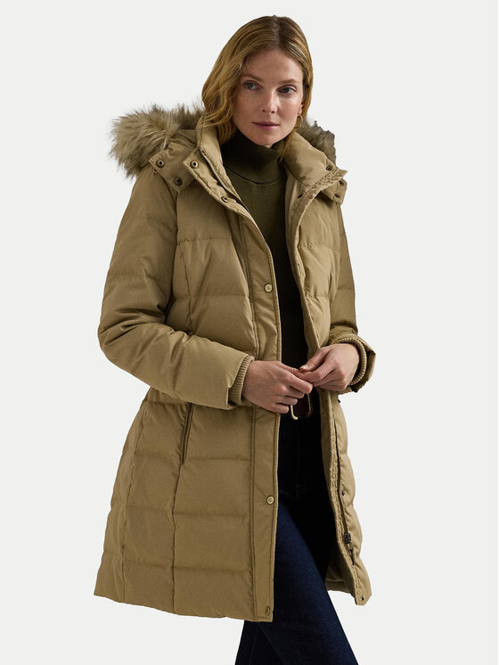 LAUREN RALPH LAUREN Пухено яке 297957517001 Бежов Regular Fit за Жени цена