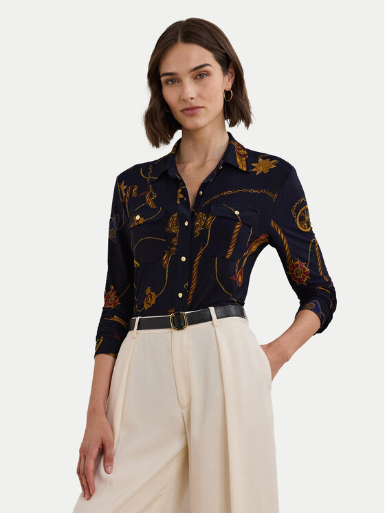 LAUREN RALPH LAUREN Риза 200957607001 Тъмносин Slim Fit за Жени цена