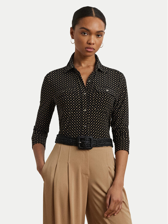 LAUREN RALPH LAUREN Риза 200971090001 Черен Slim Fit за Жени цена