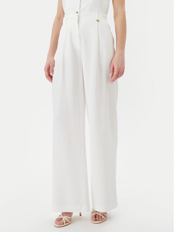 LOLA CASADEMUNT Панталони тип палацо LS2514010 Бял Wide Leg за Жени цена