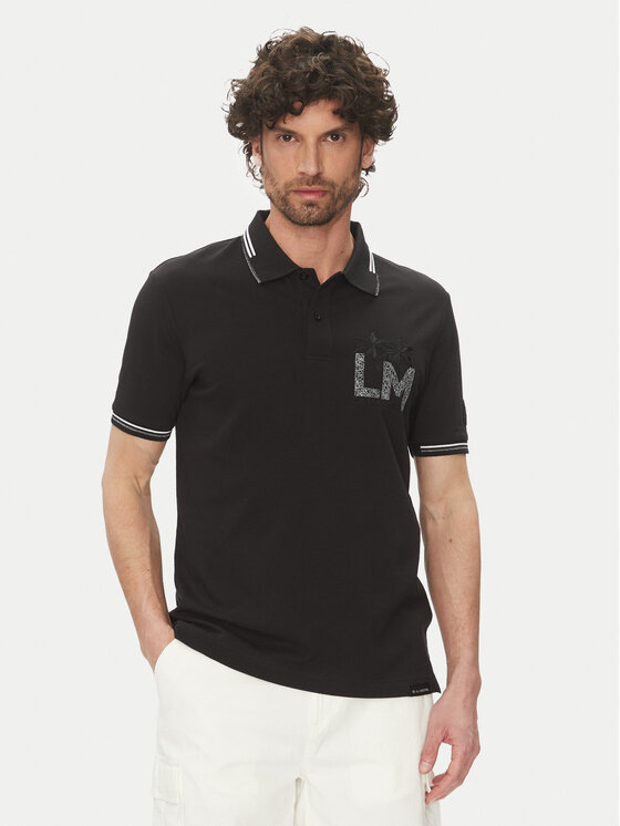 La Martina Тениска с яка и копчета Adrian MAP009 PK001 Черен Regular Fit за Мъже цена