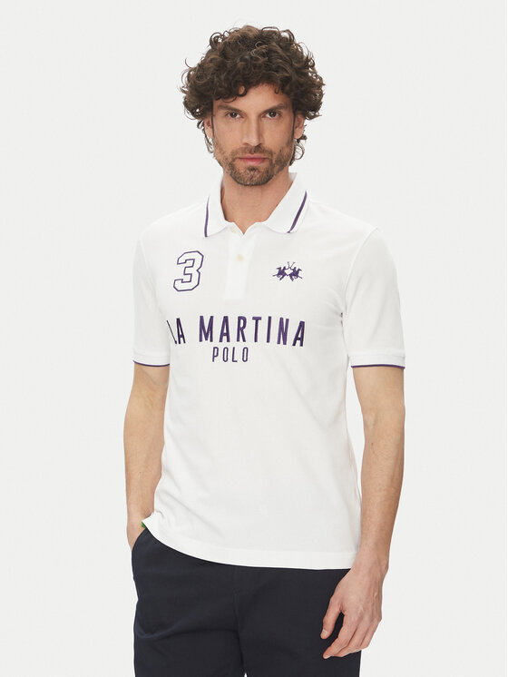 La Martina Тениска с яка и копчета Yeshayahu MAP320 PK001 Бял Regular Fit за Мъже цена