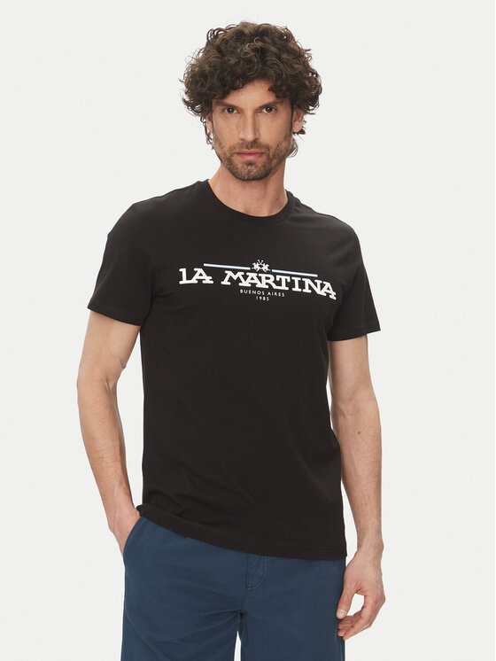 La Martina Тишърт Aguer MAR304 JS206 Черен Regular Fit за Мъже цена