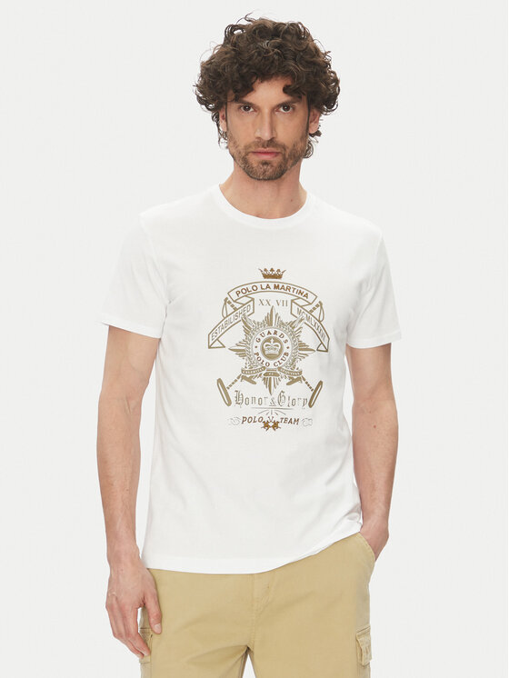 La Martina Тишърт Aloysius MARG30 JS206 Бял Regular Fit за Мъже цена