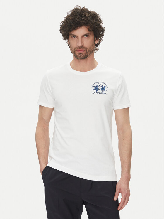 La Martina Тишърт Vernie MAR009 JS206 Бял Regular Fit за Мъже цена