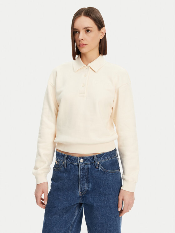 Lacoste Суитшърт SF0351 Бежов Relaxed Fit за Жени цена
