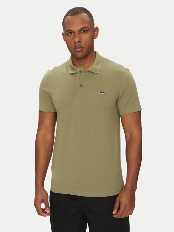Lacoste Тениска с яка и копчета DH5522 Каки Regular Fit за Мъже цена