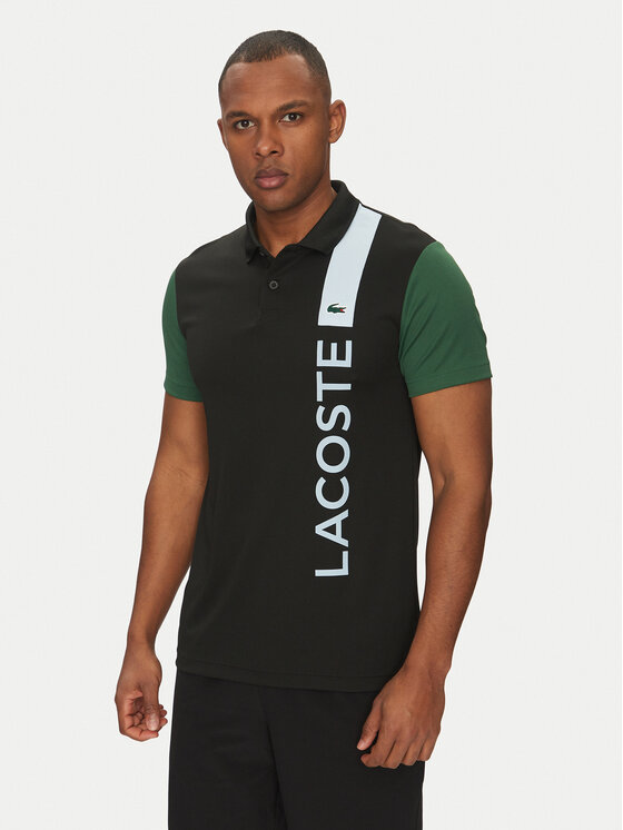 Lacoste Тениска с яка и копчета DH8940 Черен Regular Fit за Мъже цена