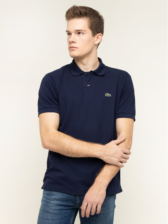Lacoste Тениска с яка и копчета L1212 Тъмносин Classic Fit за Мъже цена