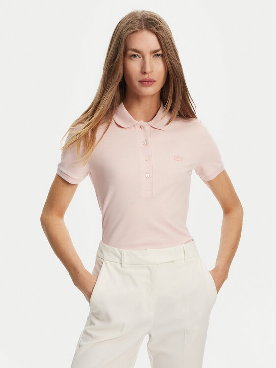 Lacoste Тениска с яка и копчета PF5462 Розов Slim Fit за Жени цена