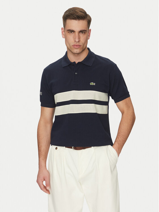 Lacoste Тениска с яка и копчета PH9760 Тъмносин Classic Fit за Мъже цена