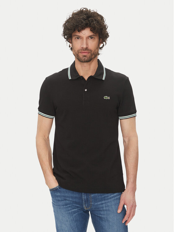 Lacoste Тениска с яка и копчета PH9875 Черен Regular Fit за Мъже цена