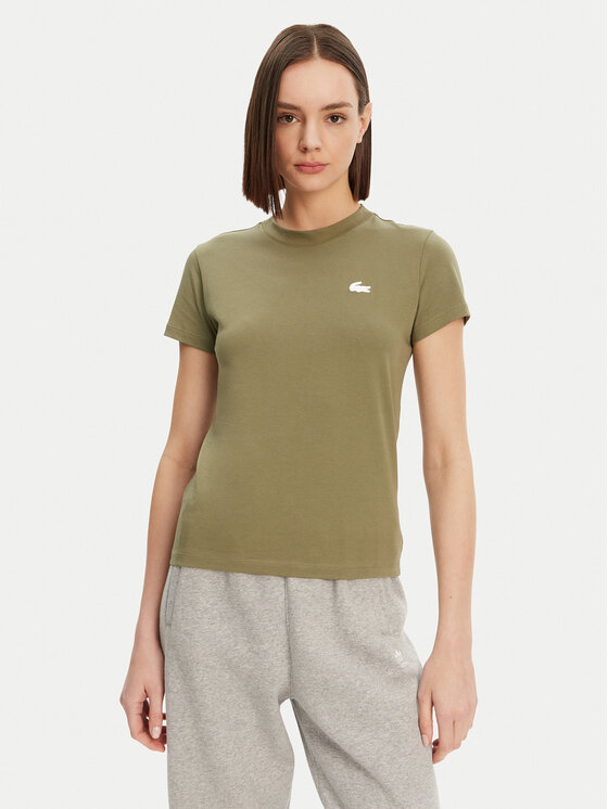 Lacoste Тишърт TF9246 Каки Slim Fit за Жени цена