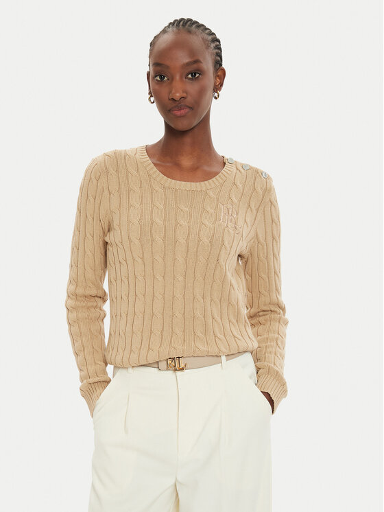 Lauren Ralph Lauren Пуловер 200932223005 Бежов Slim Fit за Жени цена
