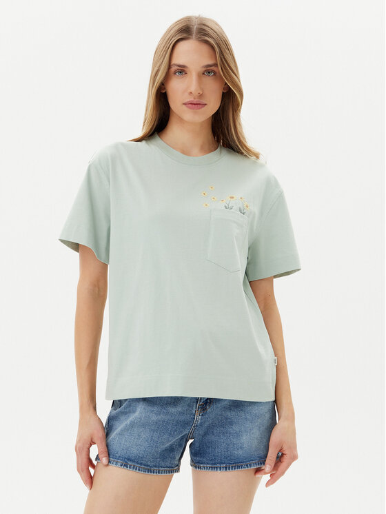 Lee Тишърт Embroidery Pocket 112363833 Зелен Relaxed Fit за Жени цена