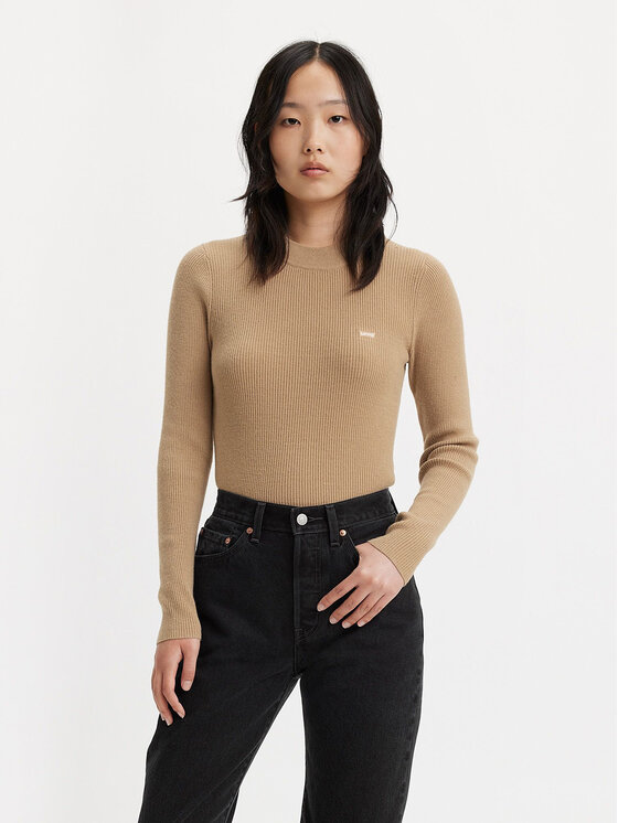 Levi's® Пуловер A0719-0017 Бежов Slim Fit за Жени цена