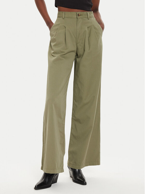 Levi's® Текстилни панталони A7535-0000 Зелен Wide Leg за Жени цена